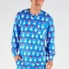 The 50 Shades Of Santa | Mens Blue Santa Faces Christmas Pajama Top