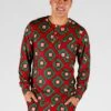 The Quilty Pleasure | Mens Red And Green Quilted Christmas Pajama Top