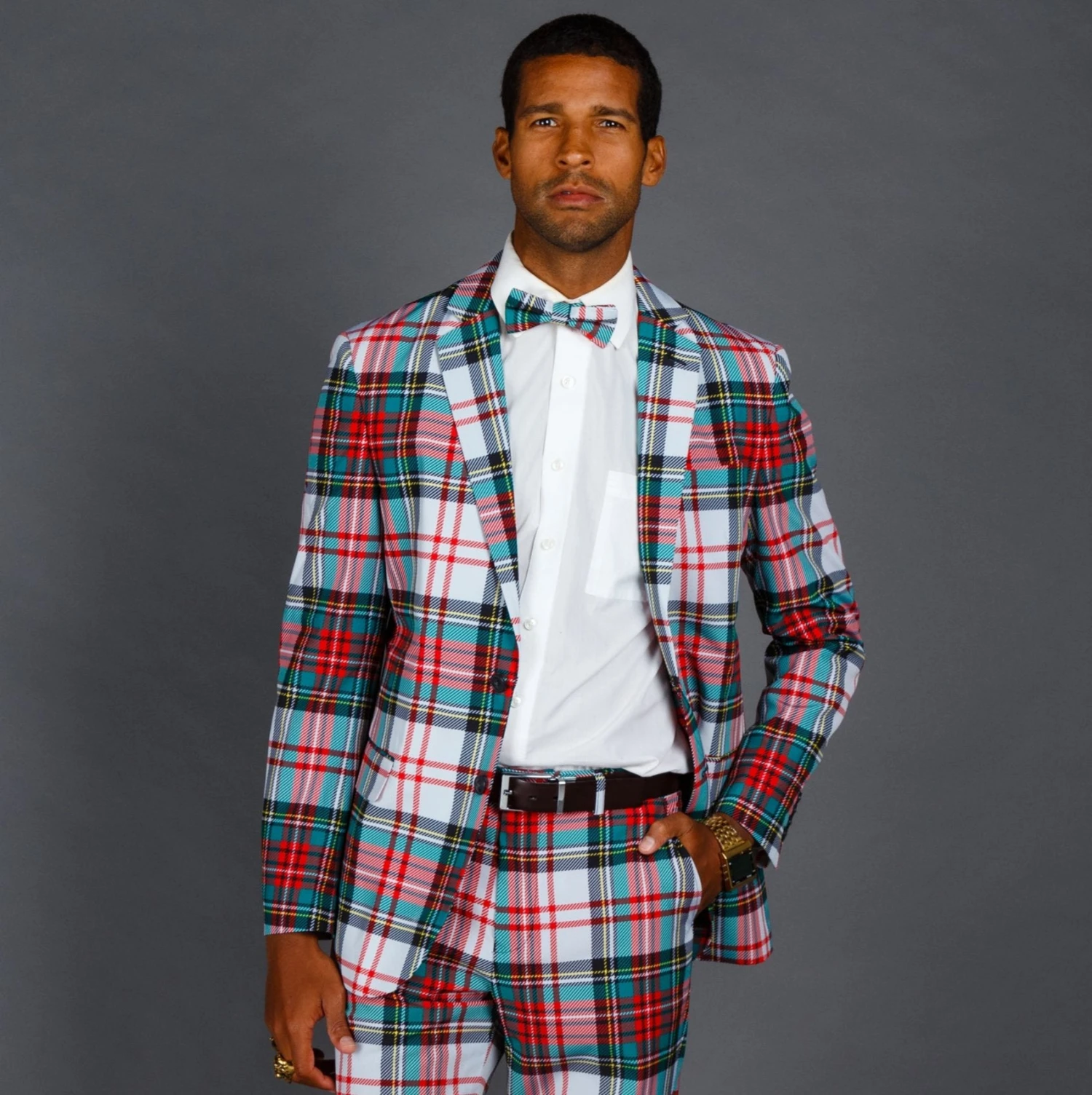 The Scotch On The Rocks | White Plaid Christmas Suit - Image 9