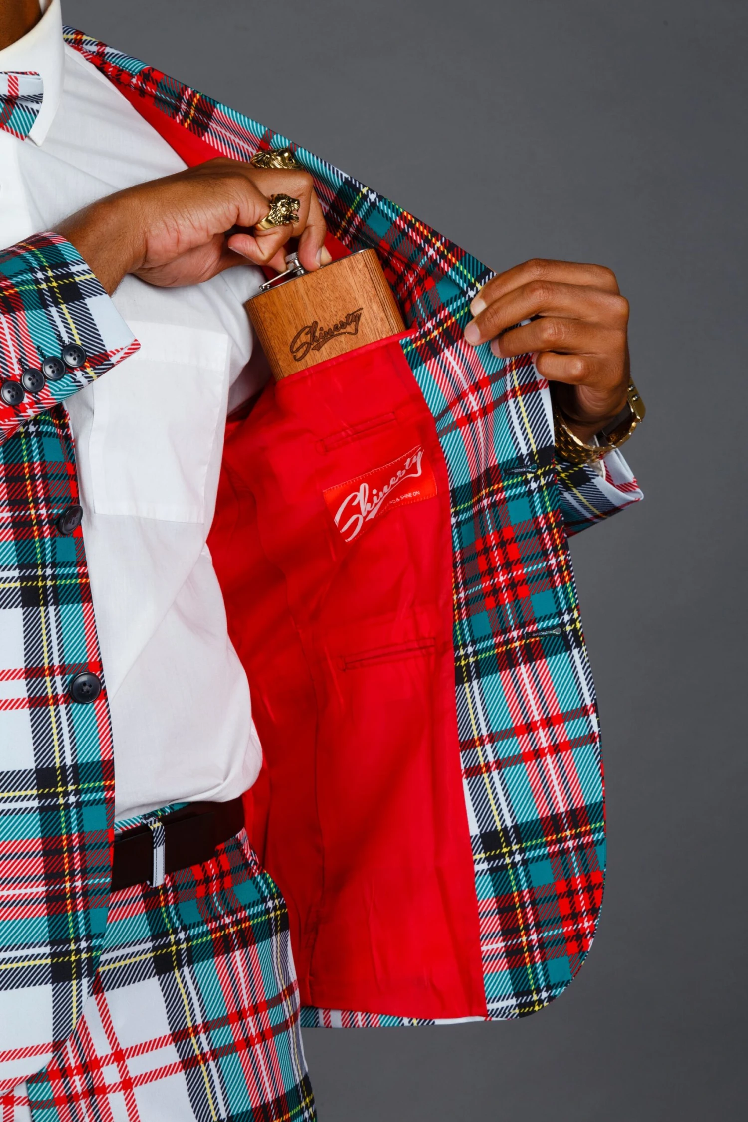 The Scotch On The Rocks | White Plaid Christmas Suit - Image 5