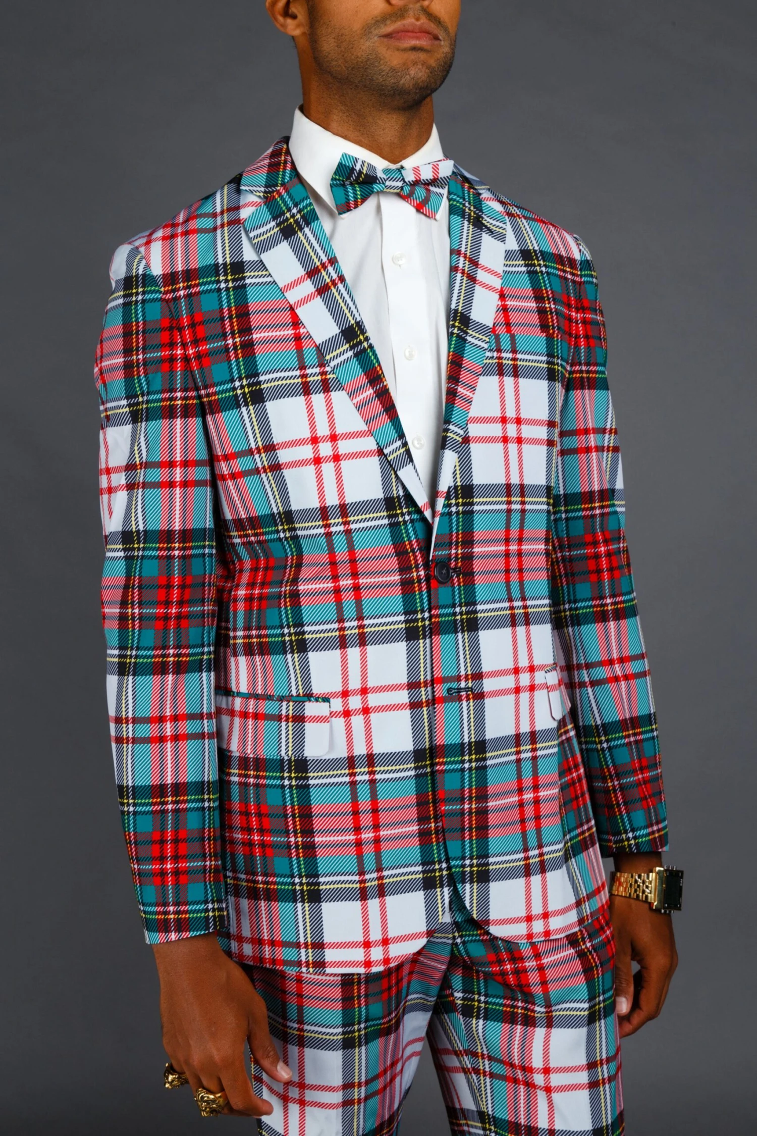 The Scotch On The Rocks | White Plaid Christmas Suit - Image 2