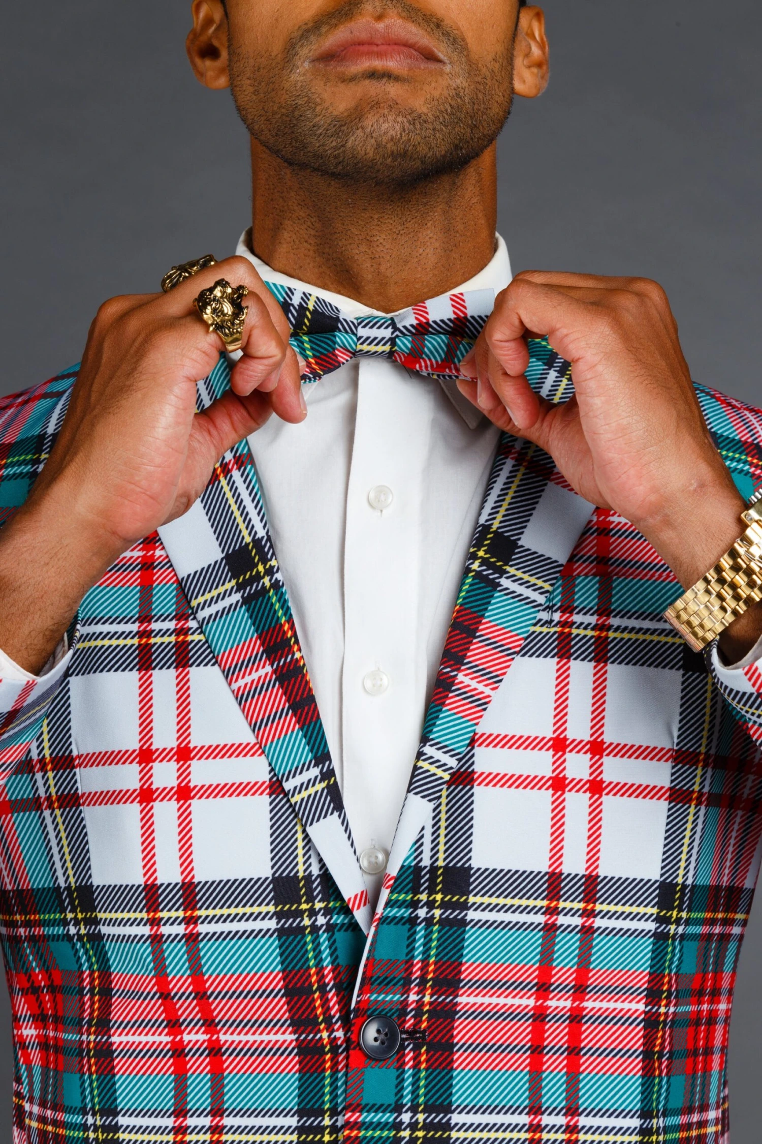 The Scotch On The Rocks | White Plaid Christmas Suit - Image 3