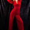 The Smoking Dens | Red Velvet Long Sleeve Jumpsuit