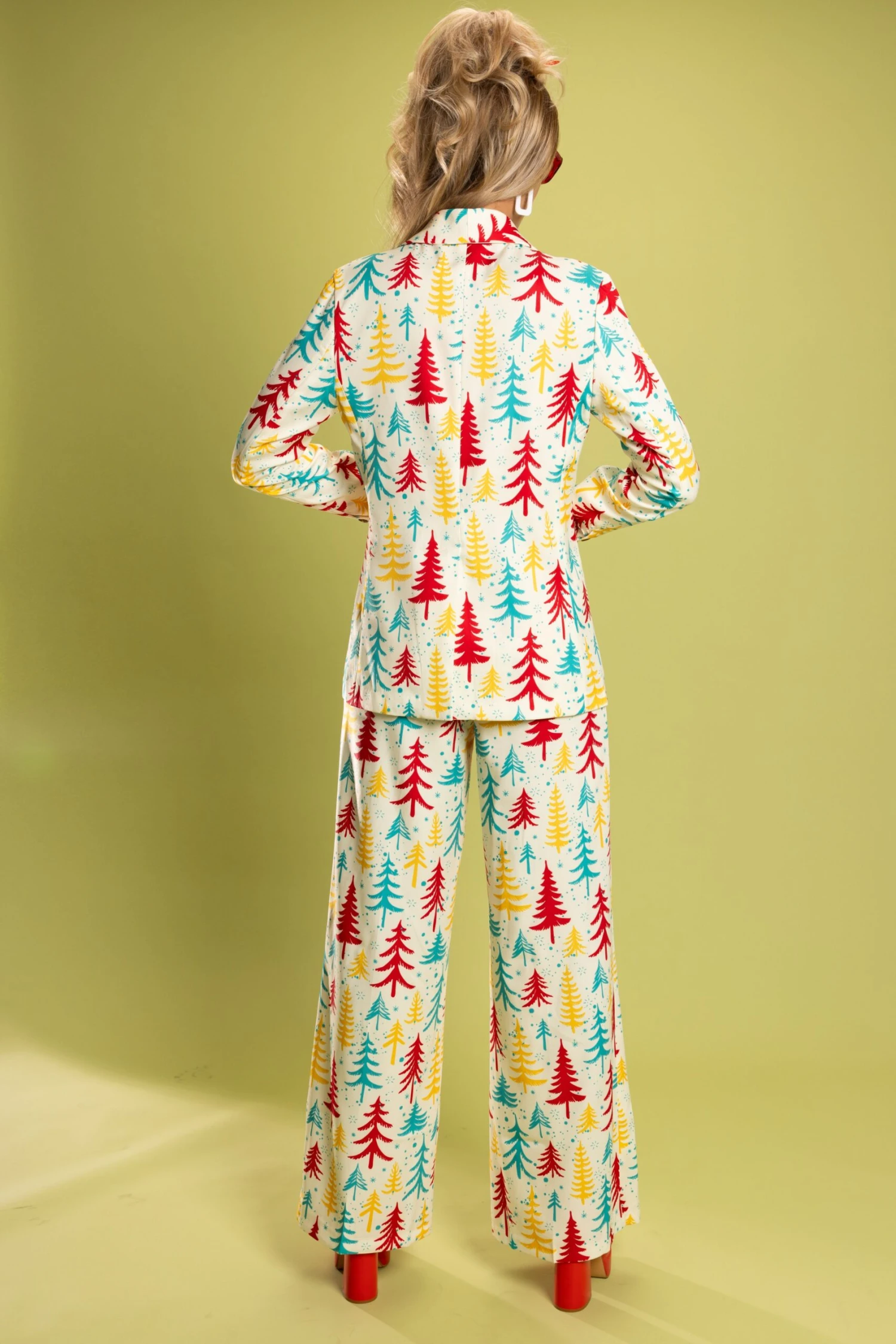 The Pine Tree Playgirl | Retro Christmas Trees Women's Suit - Image 4