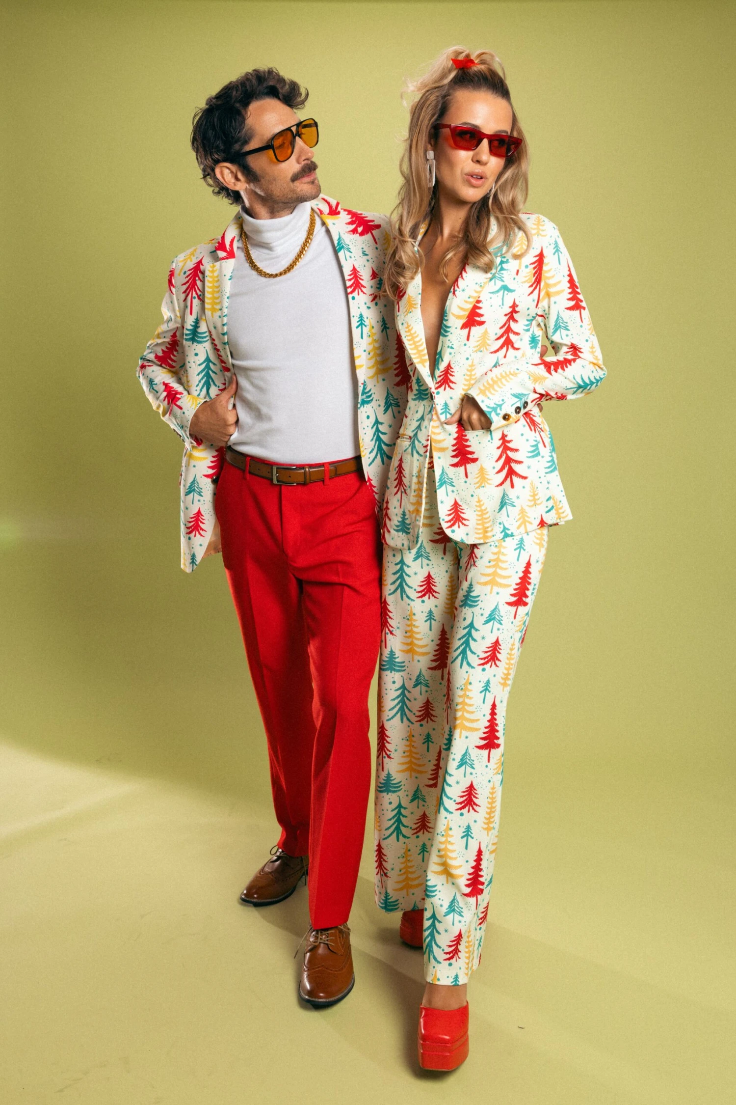 The Pine Tree Playgirl | Retro Christmas Trees Women's Suit - Image 5