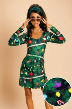 The Christmas Tree Camo | Christmas Tree Print Skater Dress